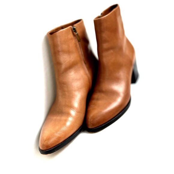 Sam Edelman Shoes - Sam Edelman Womens Leather Ankle Boots Size 8 Tan With Block Heel